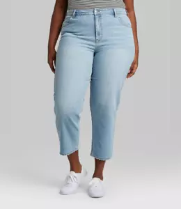Pantalones de mezclilla para mujer de tiro alto al tobillo recto - Wild Fable - lavado medio - 18 - S454 - Imagen 1 de 5