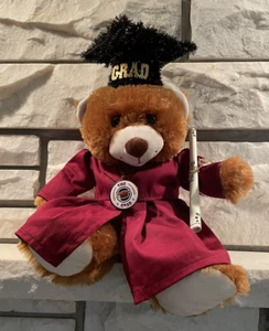 GRADUATION BEAR W/BURGUNDY GRADUATION GOWN, CAP AND, DIPLOMA NEW - Picture 1 of 4