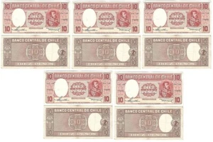 Chile - 5 pcs x 10 Pesos 1958 VF Pick 111(3) Lemberg-Zp - Picture 1 of 2