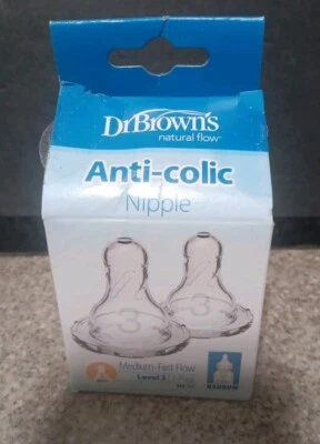 Pezón anticólicos Dr. Brown's nivel 3 paquete de 2 flujo medio-rápido estrecho Foto 1 de 3
