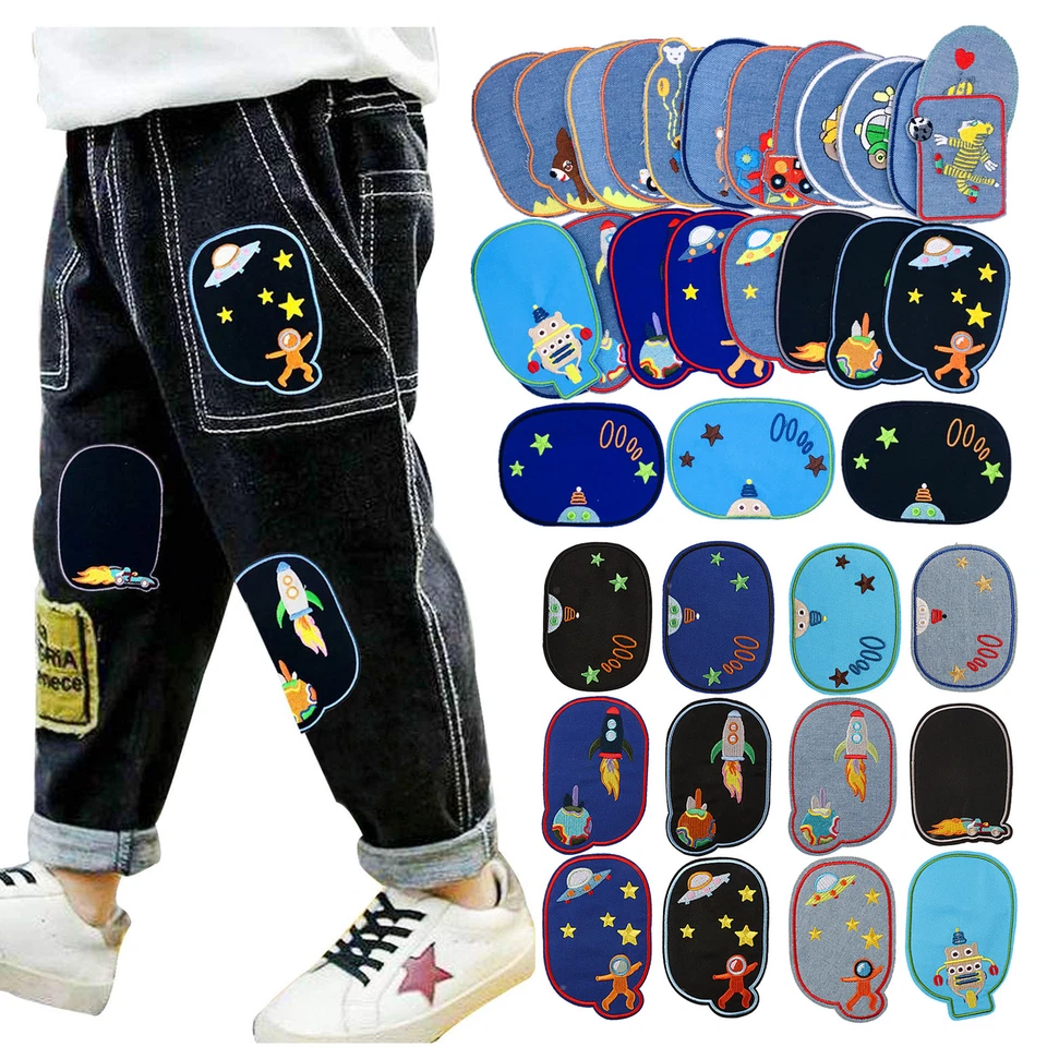 Iron On Denim Patch Solar System Animal Knee Repair Patches for Clothing Jeans - Image 1 of 4