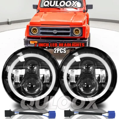 For 1986-1995 Suzuki Samurai SJ410 Pair 7Inch LED Round Headlight HI Lo Beam DRL - Image 1 of 4