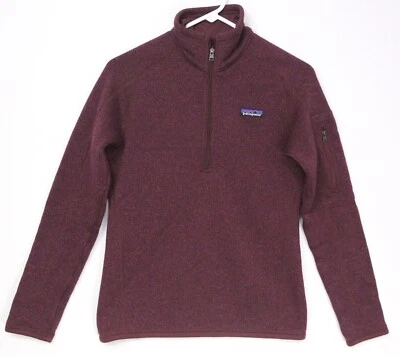 Chaqueta Suéter Patagonia 1/2 1/4 Cremallera Borgoña Rojo Púrpura Mujer Pequeña *LEER* Foto 1 de 4
