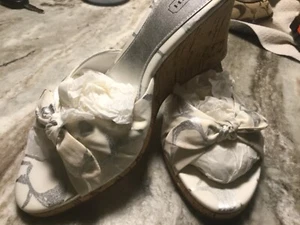 Coach Tristie Scribble Wedge Sandal in White and Silver. - Picture 1 of 9