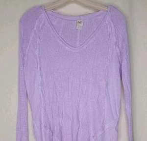 We the Free Talla XS Lila Tejido Gofre Dobladillo Crudo Gran Tamaño Top Elastizado Fluido Boho Usado en Excelente Condición - Imagen 1 de 5