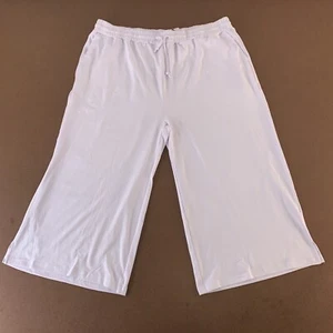SUNYAA Women's Size 3X White Pocketed Drawstring Wide Leg Capri Pants NWT - Picture 1 of 10