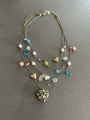 Collar Floral Betsey Johnson Vintage Fairyland Arco Iris Tulipán Corazón Multi Hilo Foto 1 de 4