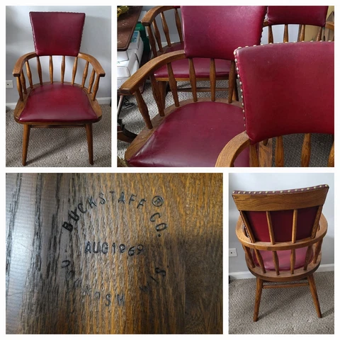 Vintage SET of 4 BUCKSTAFF Oak Arm CHAIRS 1969 Cover