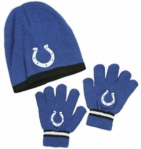 Indianapolis Colts NFL Little Boys Knit Hat and Gloves Set - Blue (Kids 4-7)