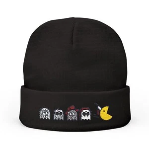 Beanie Hat Pac-Man Ghosts Embroidered Retro Gamer Horror Fan Gift, Knit Cap, - Picture 1 of 13