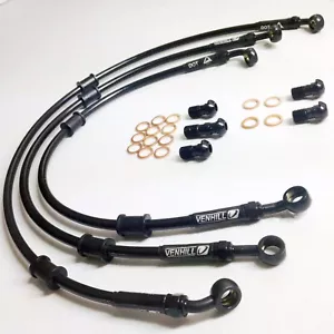HONDA CX650 TURBO 1983 VENHILL s/steel braided brake lines hoses FRONT - Picture 1 of 3