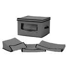 Large cutlery storage box, 3 protective bags, fully removable lid, gray