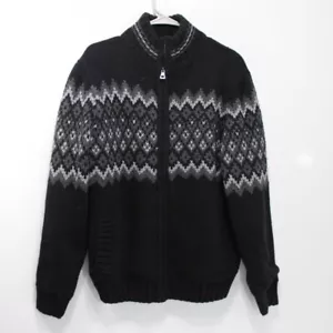 Weatherproof Men's M Knit Sweater Jacket Faux Fur Lined Full Zip Up Black Gray - Picture 1 of 7
