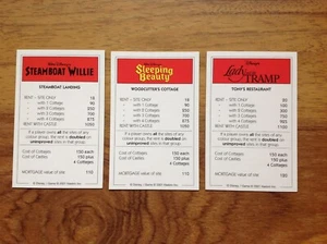 2001 Monopoly Disney Edition Red Property Cards Replacement Spare Parts Used - Picture 1 of 3