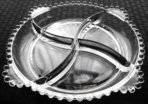 Imperial Glass Clear (Stem 3400) Candlewick 4 Part 9 1/2" Handled Relish Tray - Picture 1 of 10