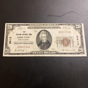 1929 $20.00 National Currency First National Bank Of Ashland - Picture 1 of 6