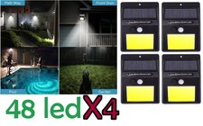 4x Lampada luce faretto faro esterno energia solare 48 LED sensore movimento