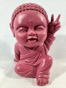 Vintage ROCKET USA Pink Peace Baby Buddha Life Piggy Coin Bank 2006 Large *READ* - Picture 1 of 10