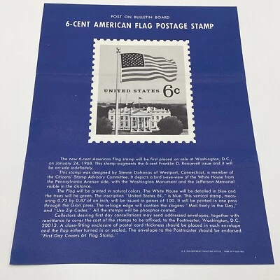 1968 6¢ American Flag Commemorative Postage Stamp FDC Bulletin Advertising - Image 1 of 4