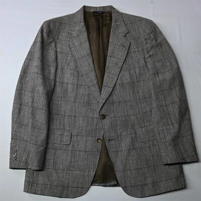 Vtg 42L Brown Plaid Soft Tweed Wool USA Made Mens Blazer Sport Coat Jacket - Image 1 of 4