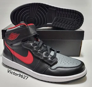 Size 13 Nike Air Jordan 1 Hi FlyEase Black/Smoke Grey Gym Red CQ3835-006 Mens - Picture 1 of 12