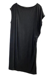 All Saints Relian Shift Dress Womens Size M Dark Gray Lyocell Wool Runched Side - Picture 1 of 14