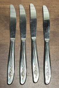 4pc Oneida Stainless Flatware Dinner Knives Roseanne/Rose - Picture 1 of 4