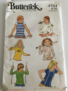 Butterick Sewing Pattern 4734 Vintage Girls Shirt Patch Pocket Size 10 Uncut - Picture 1 of 6