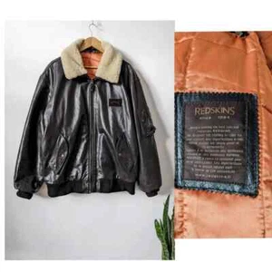 Flight Leather Jacket Redskins Heavy Leather Pilots Jacket Shearling Pilots - Picture 1 of 9