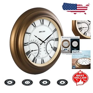 Stylish 24-Inch Waterproof Outdoor Clock with Automatic Backlight & Thermometer - Picture 1 of 11