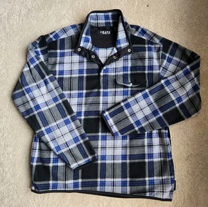 Chaps Pullover Jacke Herren Large grau blau kariert Knopf Langarm Sweatshirt - Bild 1 von 13