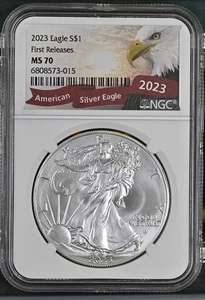 American Silver Eagles 2023 NGC MS-70 primeros lanzamientos - Imagen 1 de 2