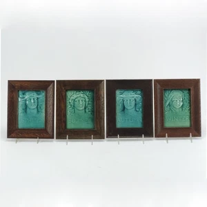 Low Art Tile Works four seasons portrait tiles framed Arts & Crafts Chelsea MA - Picture 1 of 8