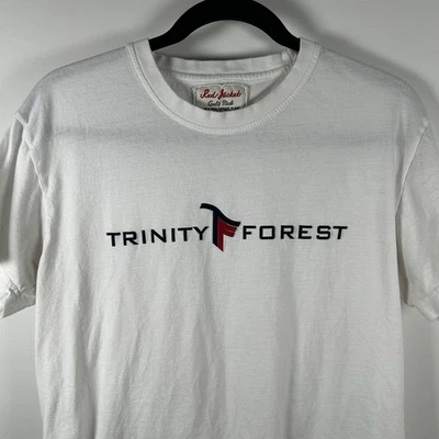 Camiseta de golf Trinity Forest roja mediana blanca 100 % algodón Foto 1 de 4