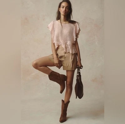 Pantalones cortos plisados de lino MAEVE by ANTHROPOLOGIE Avery en cedro talla 14 Foto 1 de 4