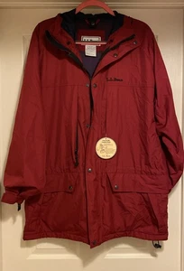 Vtg LL Bean Men’s Jacket Red Jacket Coat w/ Hood NO LINER Sz Reg M - Picture 1 of 20