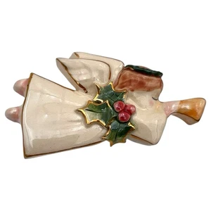 Spilla spilla vintage anni 90 artigianale argilla ANGELO TROMBA Natale Agrifoglio - Foto 1 di 8