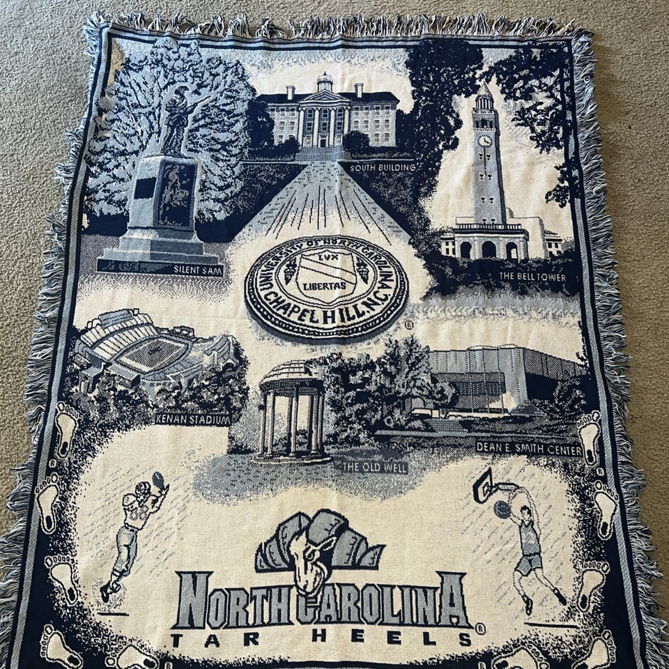 North Carolina Tar Heels Tapestry Throw 48x60 Basketball Football College - Image 1 of 4