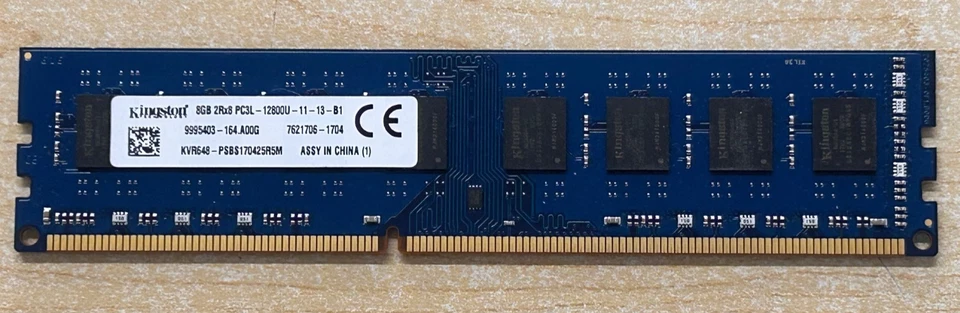 Kingston 8GB DDR3 Desktop RAM Memory PC3L-12800 1600Mhz - Image 1 of 1