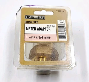 Everbilt 1 In. FIP X 3/4 In. MIP Brass Meter Spud Fitting NOS - Picture 1 of 6