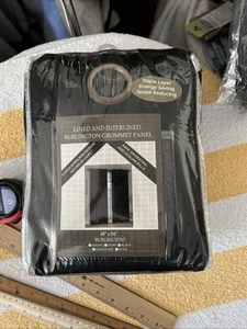{1 PANEL) BEATRICE HOME FASHIONS Black Grommet Window Panel, 48 X 84” - Picture 1 of 9