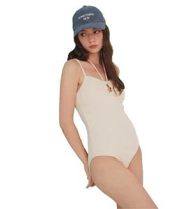 Seedless Front Hole Design One-Piece Swimsuit DFXM0567 Ladies Size L Off Wh 942 - Picture 1 of 9