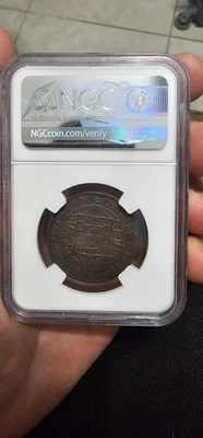 1818R Brazil 20 Reis Copper Coin – King João VI – NGC AU Details (Corrosion) - Image 1 of 2