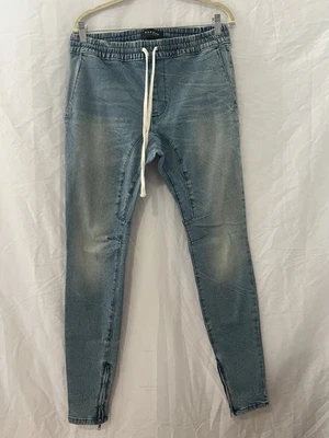 Pantalones de mezclilla Pacsun pintados laterales a rayas ajustados con cremallera al tobillo cordón M Foto 1 de 4