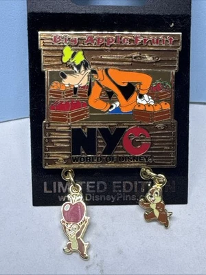 Disney WOD NYC 2006 Goofy, Chip & Dale Big Apple Fruit Stand - LE 500 Pin 48146 - Image 1 of 4