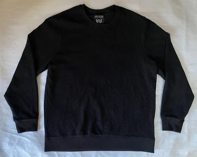 Guess Textured Pullover Sweatshirt Black Size XL Crew Neck Casual Long Sleeve - Image 1 of 4