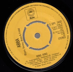 Abba Ring Ring 7" vinyl UK Epic 1973 Second issue 4 prong yellow label design 7 - Picture 1 of 2