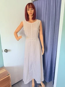 Takenoko Maxikleid Leinenmischung weiß Wickeloptik ärmellos Größe M - Bild 1 von 10