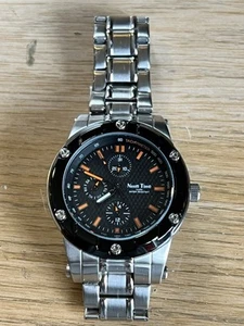 Neon Time Mens Multi Dial Watch, silver, black & orange - Picture 1 of 4