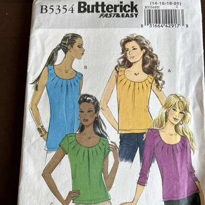 butterick patterns B5354 Misses Tops Sz 14-16-18-20 - Image 1 of 3